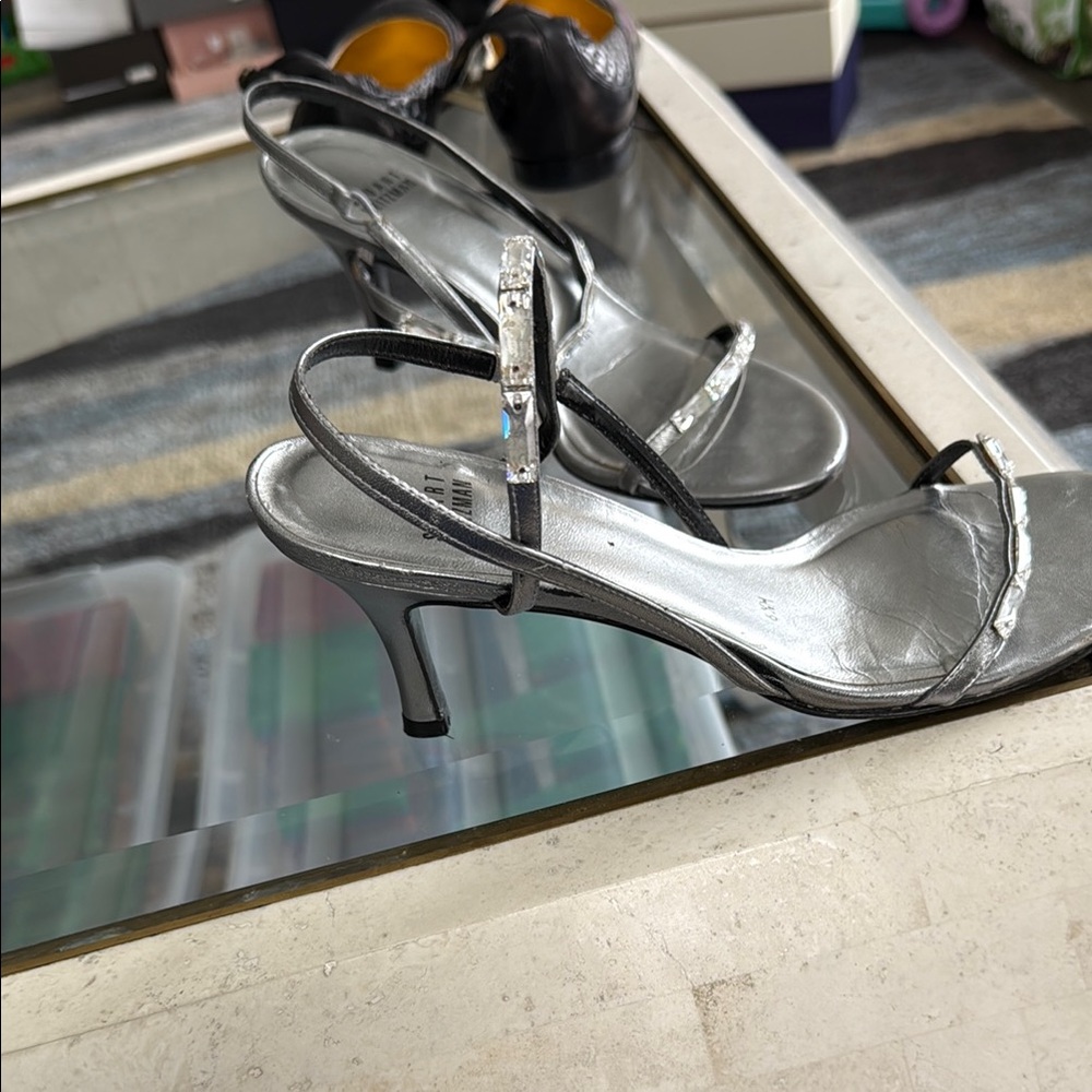Stuart Weitzman Silver Stiletto Heels
